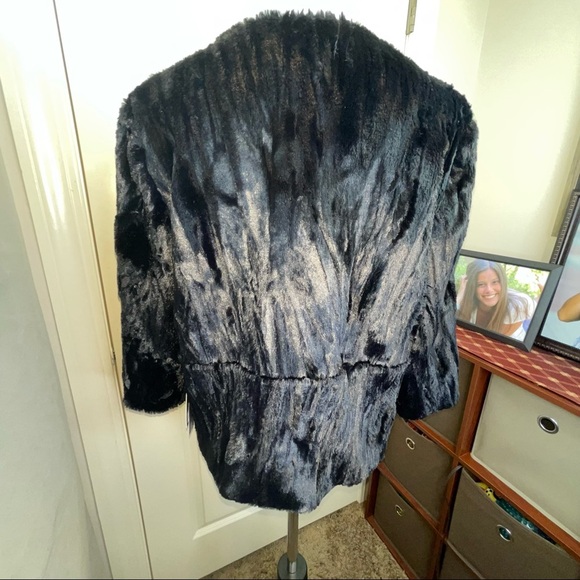 NWT Jennifer Lopez Short Faux Fur Jacket Black Tie Sz M - Picture 9 of 16